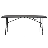 Coscoproducts Deluxe 6 Foot X 30 Inch Fold-In-Half Blow Molded Folding Table, Black