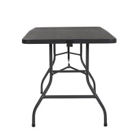 Coscoproducts Deluxe 6 Foot X 30 Inch Fold-In-Half Blow Molded Folding Table, Black