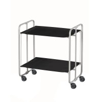 Don Hierro - Bar Cart, Foldable Serving Cart On Wheels, Bauhaus, 2-Tier Grey Frame - Black