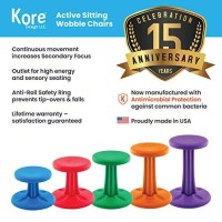 Kore Kids Wobble Chair - Flexible Seating Stool For Classroom & Elementary School, Add/Adhd - Made In The Usa - Age 6-7, Grade 1-2, Dark Blue (14In)