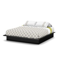 South Shore Step One Platform Bed With Mouldings, King, Pure Black