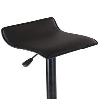 Winsome Wood Set Of 2 Obsidian Adjustable Backless Swivel Air Lift Stool, Pvc Seat, Black Metal Post And Base