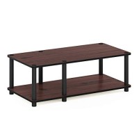 Furinno Just No Tools Dark Cherry Mid Television Stand With Black Tube
