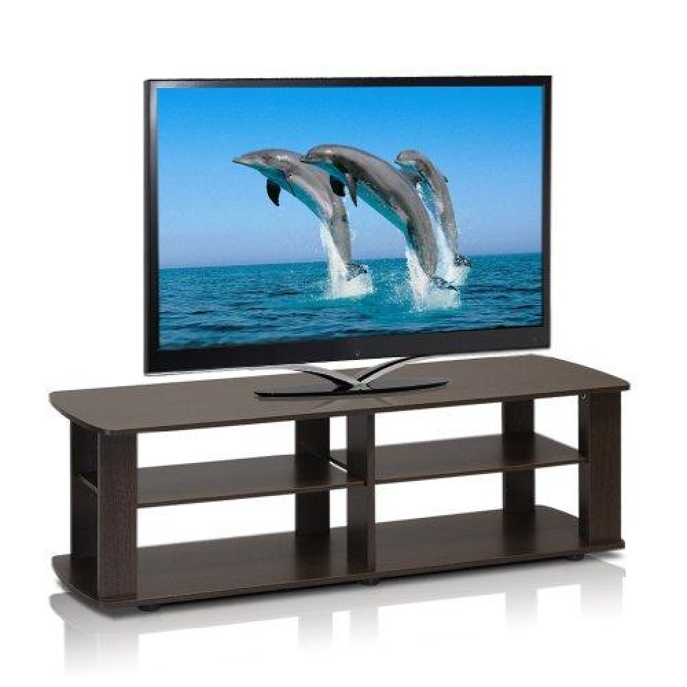 Furinno Nelly Entertainment Center Tv Stand, Short 43.3(W) X13.4(H) X13.1(D), Dark Brown