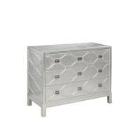 Bassett Mirror Sterling Hall Chest, 40Lx18Wx32H, Silver Leaf