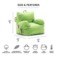 Big Joe Dorm Bean Bag Chair With Drink Holder And Pocket, Spicy Lime Smartmax, Durable Polyester Nylon Blend, 3 Feet