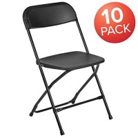 Flash Furniture Hercules Series Plastic Folding Chair - Black - 10 Pack 650Lb Weight Capacity Comfortable Event Chair-Lightweight Folding Chair