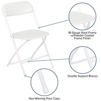 Flash Furniture Hercules Plastic Folding Chair - White (10 Pack) | Lightweight, Durable, And Comfortable Event Chair | 650Lb Weight Capacity