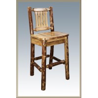Montana Woodworks Barstool With Back Wooden Seat