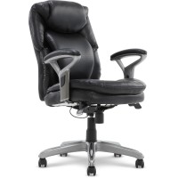 Elle Decor Anniston Wellness By Design Mid Office Air Lumbar Technology, Ergonomic Computer Chair With Lower Back Support, Bonded Leather, Black