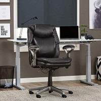 Elle Decor Anniston Wellness By Design Mid Office Air Lumbar Technology, Ergonomic Computer Chair With Lower Back Support, Bonded Leather, Black