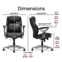 Elle Decor Anniston Wellness By Design Mid Office Air Lumbar Technology, Ergonomic Computer Chair With Lower Back Support, Bonded Leather, Black