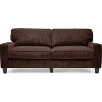 Serta Palisades Upholstered Sofas For Living Room Modern Design Couch, Straight Arms, Soft Fabric Upholstery, Tool-Free Assembly, 78 Sofa, Brown