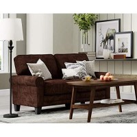 Serta Copenhagen 61 Loveseat - Pillowed Back Cushions And Rounded Arms, Durable Modern Upholstered Fabric - Brown