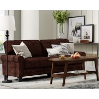 Serta Copenhagen 78 Sofa - Pillowed Back Cushions And Rounded Arms, Durable Modern Upholstered Fabric - Rye Brown