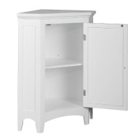 Teamson Home Glancy Wooden Small Corner Freestanding Floor Cabinet With 1 Adjustable Shelf 2 Storage Spaces 1 Door And 1 Chrome-Finished Knob, White