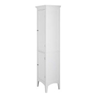Teamson Home Glancy Tall Slim Freestanding Double Tier Floor Linen Cabinet With 1 Adjustable And 3 Fixed Interior Shelves 5 Storage Spaces And 2 Louvered Doors, White