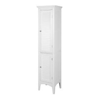 Teamson Home Glancy Tall Slim Freestanding Double Tier Floor Linen Cabinet With 1 Adjustable And 3 Fixed Interior Shelves 5 Storage Spaces And 2 Louvered Doors, White