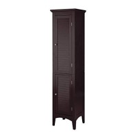Teamson Home Glancy Tall Slim Freestanding Double Tier Floor Linen Cabinet With 1 Adjustable And 3 Fixed Interior Shelves 5 Storage Spaces And 2 Louvered Doors, Dark Espresso