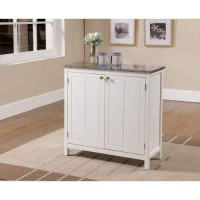 Kings Brand White With Marble Finish Top Kitchen Island Storage Cabinet