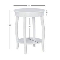 Powell Furniture Powell Round Shelf, White Table, 18 X 18 X 22 Tall