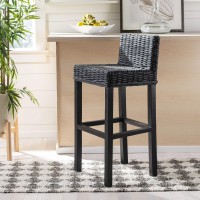 Safavieh Home Collection Cypress Black Wicker 30-Inch Bar Stool