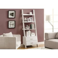 Monarch Specialties , Bookcase, Ladder With 2-Storage Drawers, White, 69H