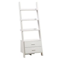 Monarch Specialties , Bookcase, Ladder With 2-Storage Drawers, White, 69H