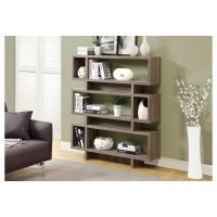 Monarch Specialties 3251 Bookshelf, Bookcase, Etagere, 4 Tier, 55 H, Office, Bedroom, Laminate, Brown, Contemporary, Modern Bookcase-55 Hdark Taupe Style, 4725 L X 12 W X 5475 H
