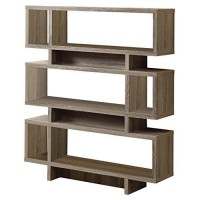 Monarch Specialties 3251 Bookshelf, Bookcase, Etagere, 4 Tier, 55 H, Office, Bedroom, Laminate, Brown, Contemporary, Modern Bookcase-55 Hdark Taupe Style, 4725 L X 12 W X 5475 H