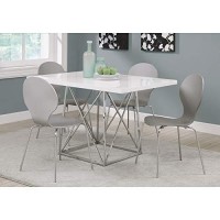 Monarch 36 By 48-Inch Dining Table, White Glossy / Chrome Metal