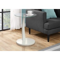 Monarch Specialties 3017, C-Shaped, End, Side, Snack, Living Room, Bedroom, Laminate, White, Clear, Contemporary, Modern Accent Table Bentwood With Tempered Glass, 17.75 L X 17.75 W X 24 H
