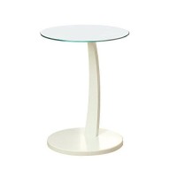 Monarch Specialties 3017, C-Shaped, End, Side, Snack, Living Room, Bedroom, Laminate, White, Clear, Contemporary, Modern Accent Table Bentwood With Tempered Glass, 17.75 L X 17.75 W X 24 H