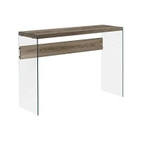 Monarch Specialties , Console Sofa Table, Tempered Glass, Dark Taupe, 44L