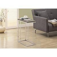 Monarch Specialties 3253, Chrome Accent Metal Base C-Table, Dark Taupe