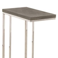 Monarch Specialties 3253, Chrome Accent Metal Base C-Table, Dark Taupe