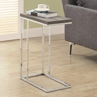 Monarch Specialties 3253, Chrome Accent Metal Base C-Table, Dark Taupe