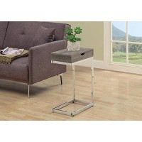 Monarch Specialties C Accent Table With Drawer-Chrome Metal Base, Dark Taupe