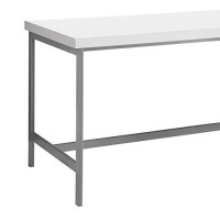 Monarch Specialties Hollow-Core/Silver Metal Office Desk, 60, White