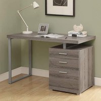Monarch Specialties Computer Desk With File Cabinet-Left Or Right Set-Up, 48 L, Dark Taupe