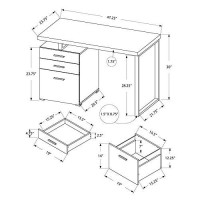 Monarch Specialties Computer Desk With File Cabinet-Left Or Right Set-Up, 48 L, Dark Taupe