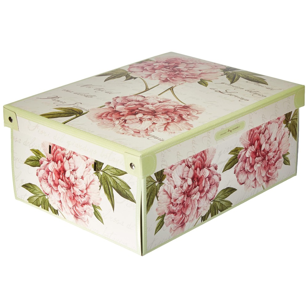 Kanguru Collection Midi Peonie Decorative Storage Box With Handles And Lid, Medium