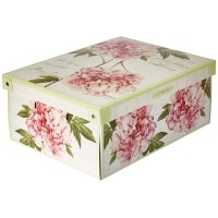 Kanguru Collection Midi Peonie Decorative Storage Box With Handles And Lid, Medium