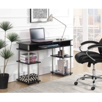 Convenience Concepts Designs2Go No Tools Student Contemporary Office Desk And Vanity With Shelves, 47.25 L X 15.75 W X 30 H, Black