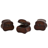 Nearly Natural Bamboo Chests, Brown, Set Of 3