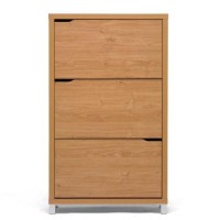 Baxton Studio Simms Modern Shoe Cabinet, Maple