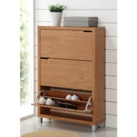 Baxton Studio Simms Modern Shoe Cabinet, Maple