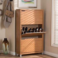 Baxton Studio Simms Modern Shoe Cabinet, Maple