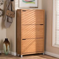 Baxton Studio Simms Modern Shoe Cabinet, Maple