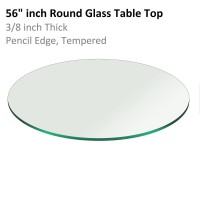 56 Inch Round Glass Table Top 3/8 Thick Pencil Polish Edge Tempered By Fab Glass And Mirror